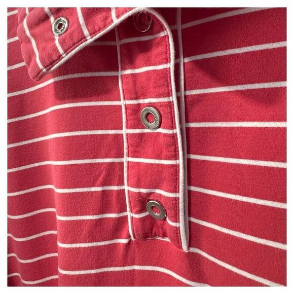 Karen Scott‎ Cotton And Spandex Red Striped Top With Snap closure size 1X - Picture 2 of 3